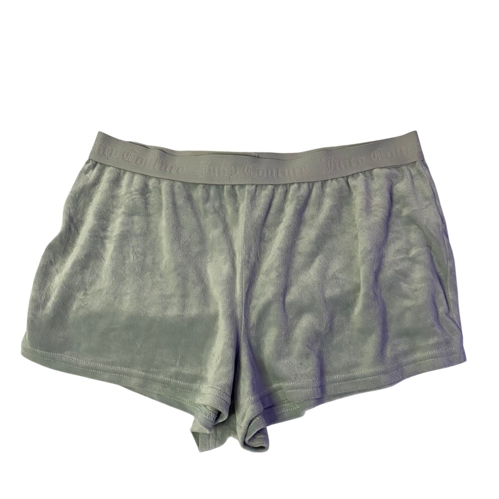 Juicy Couture Velour Sleep Shorts Rhinestone Logo Grey Sage‎ Green Womens Large